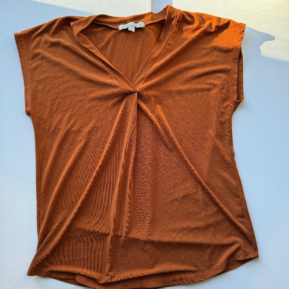 Green Envelope, Burnt Orange Blouse, Size Small